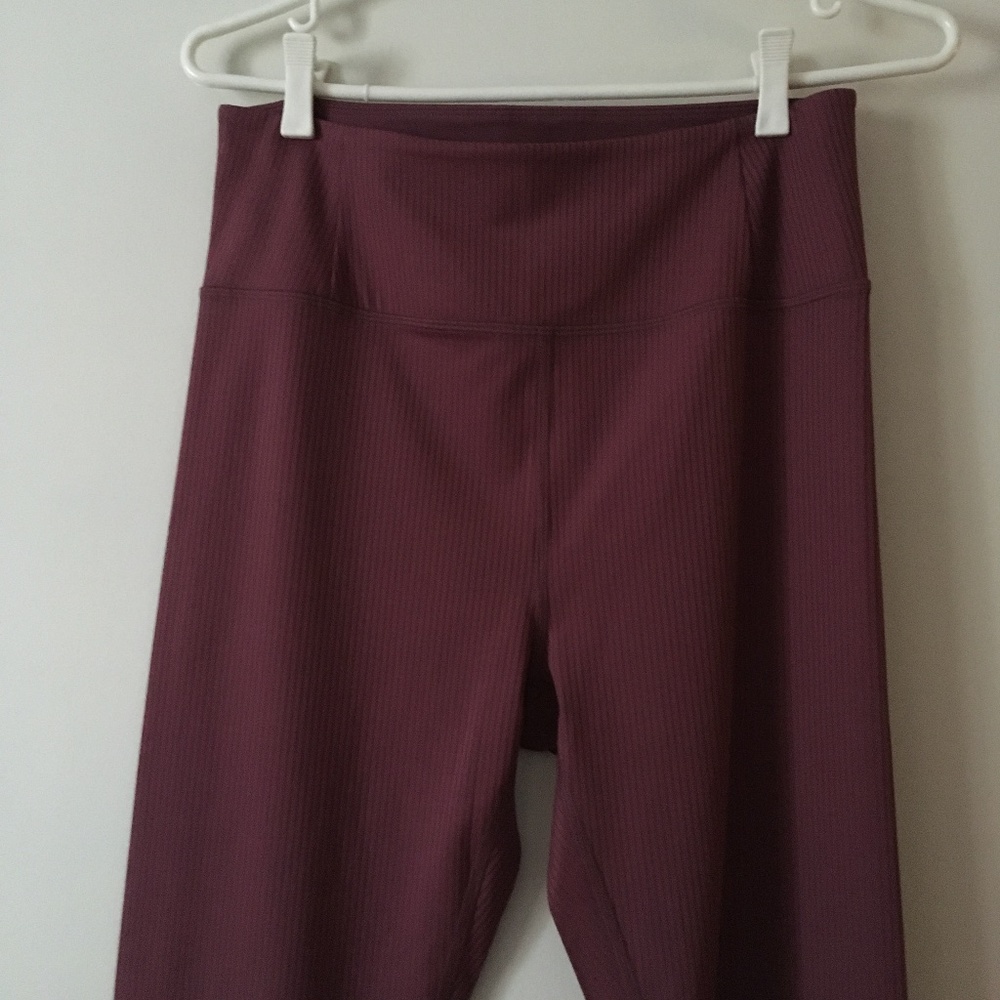 New GIRLFRIEND COLLECTIVE Goji Raspberry Ribbed High Rise Stretch Leggings L - Picture 3 of 6